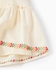 Vestido Mangas Detalle Bordado Beige Zippy estilo