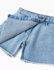 Falda Short Flecos Denim Claro Zippy detalle