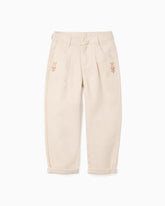Pantalón Sarga Detalle Bordado Beige Zippy