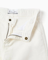 Pantalón Detalle Bota Ojalillo Blanco Zippy