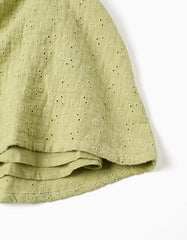 Vestido Ojalillo Bordado Verde Zippy detalle