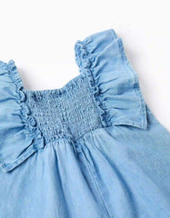 Enterizo Largo Volantes Denim Zippy detalle