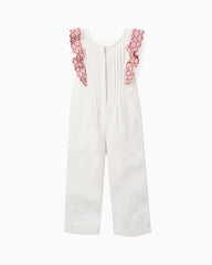 Enterizo Detalle Volantes Bordado Flor Blanco Zippy
