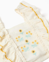 Blusa Volantes Detalle Bordado Flores Zippy