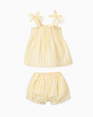 Conjunto Short Resortado Rayas Amarillo Zippy estilo