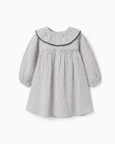 Vestido Manga Larga Rayas Gris Zippy