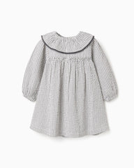 Vestido Manga Larga Rayas Gris Zippy