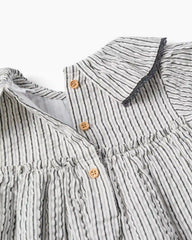 Vestido Manga Larga Rayas Gris Zippy DETALLE