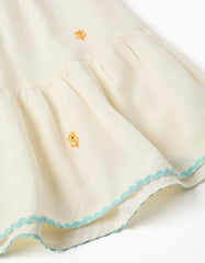Vestido Flores Detalle Bordado Beige Zippy
