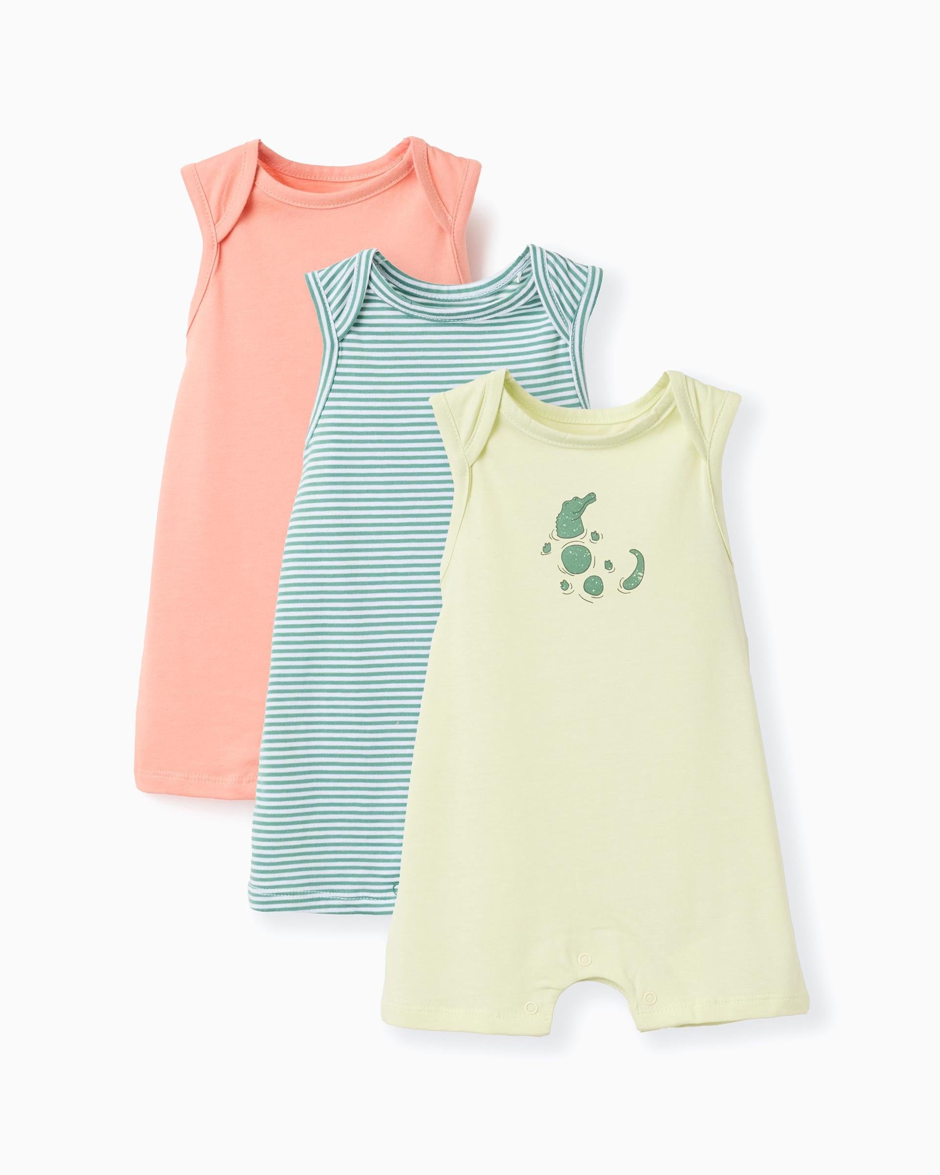 Set 3 Peleles Cocodrilo Rayas Verde Zippy