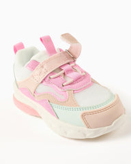 Tenis con Velcro Luces Combinado Rosa Zippy