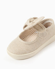 Baleta Velcro Detalle Moño Beige Zippy