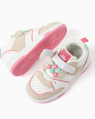Tenis con Velcro Cordones Flores Blanco Rosa Zippy estilo