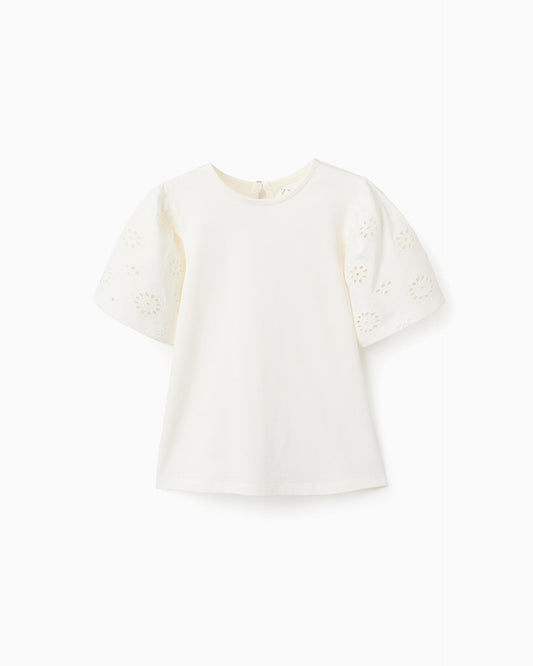Blusa Mangas Ojalillo Crema Zippy