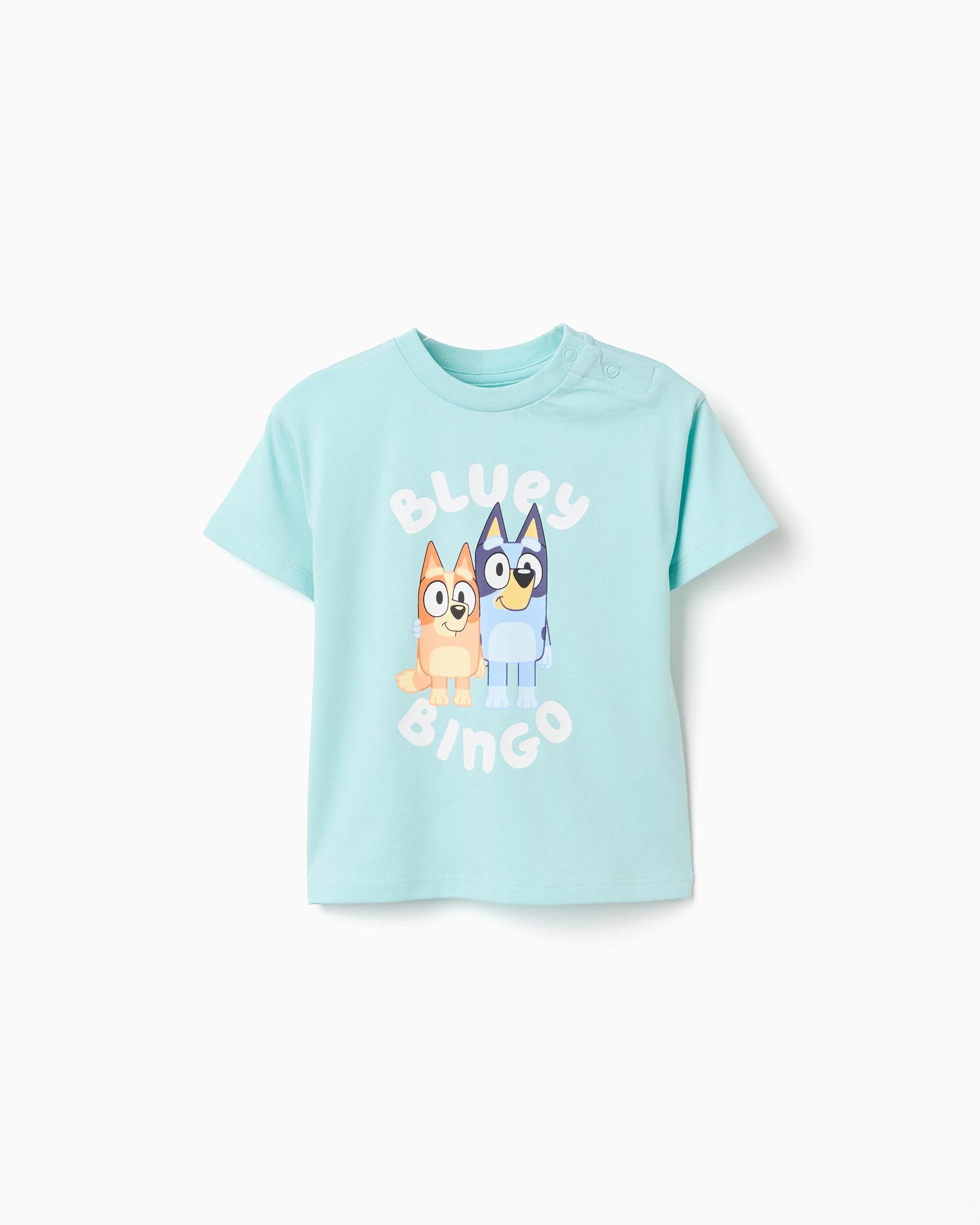 Camiseta Estampado Bluey y Bingo Azul Zippy