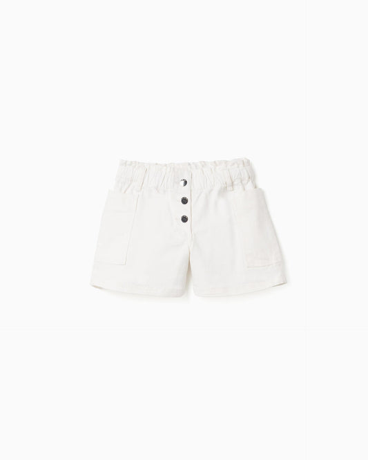 Short Botones Resortado Blanco Zippy