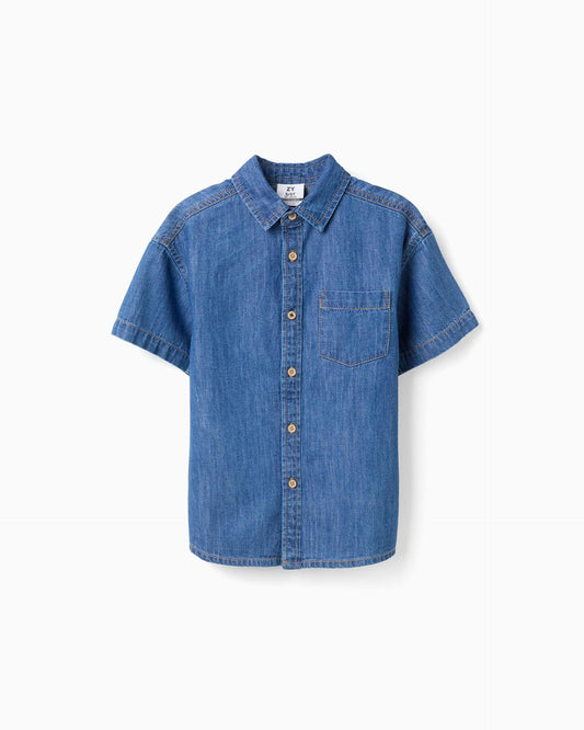 Camisa Bolsillo Denim Claro Zippy