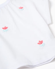 Blusa Detalles Tulipanes Blanco Zippy