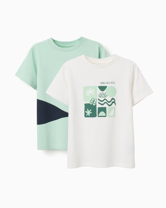 Set 2 Camisetas Estampado Playa Verde Zippy