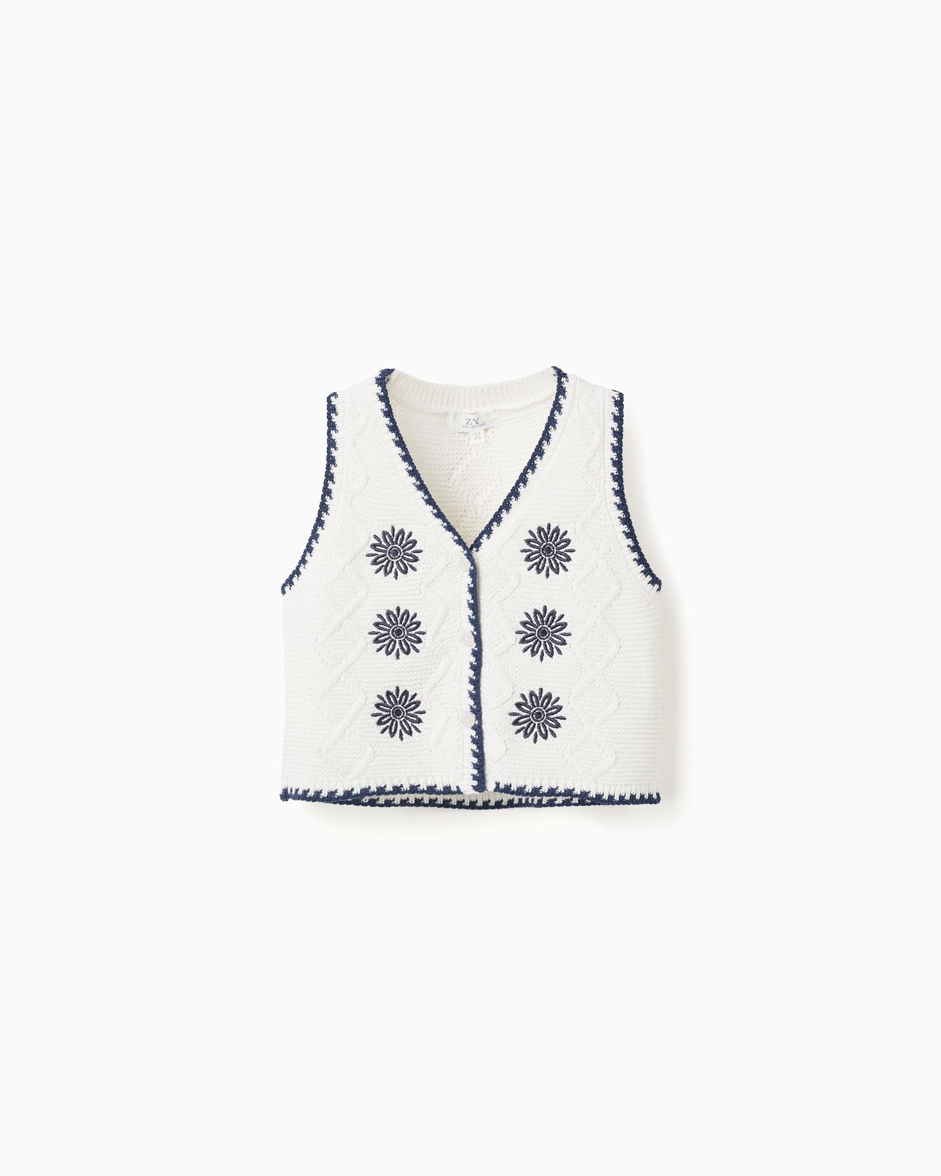 Blusa Tejida Botones Flores Zippy