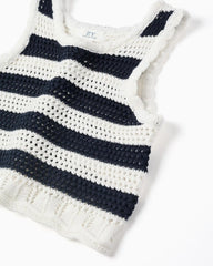 Blusa Crop Top Tejido Rayas Zippy detalle