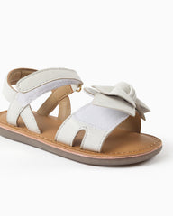 Sandalias Velcro Detalle Moño Blanco Zippy estilo