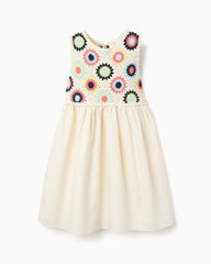 Vestido Combinado Crochet Beige Zippy