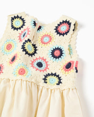 Vestido Combinado Crochet Beige Zippy