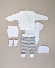 Set Primer Día Oso Tejido Blanco Bebe