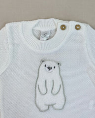 Set Primer Día Oso Tejido Blanco Textura