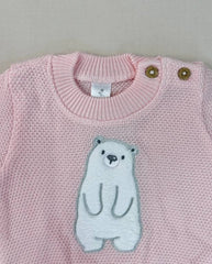 Set Primer Día Oso Tejido Rosa Detalle