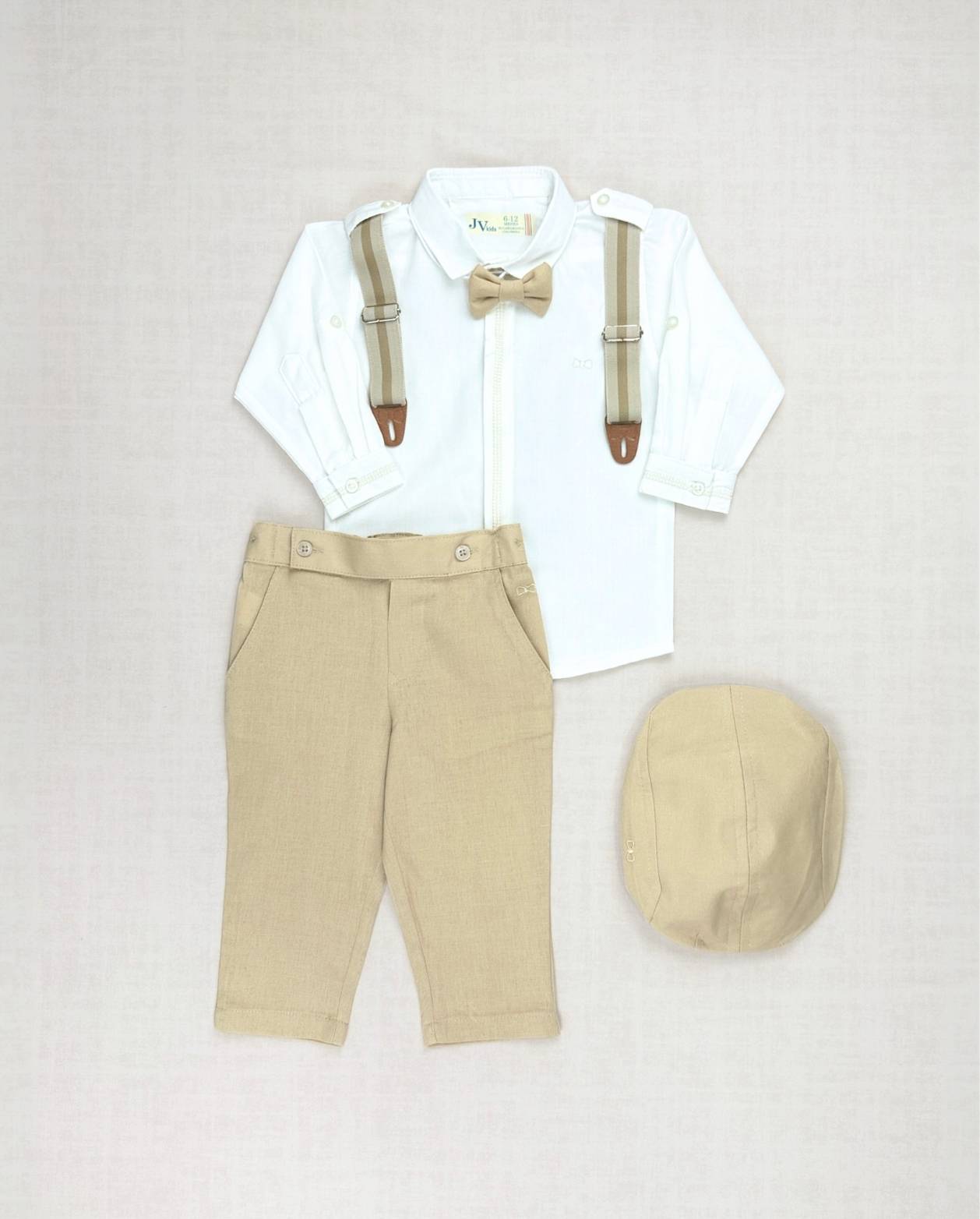 Conjunto Ceremonia Tirantes Pantaón Beige