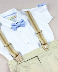 Conjunto Ceremonia Bermuda Tirantes Beige Detalle