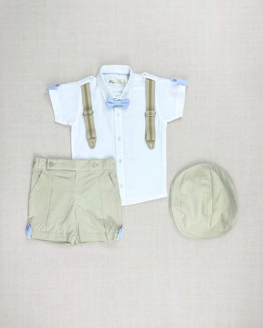 Conjunto Ceremonia Bermuda Tirantes Beige