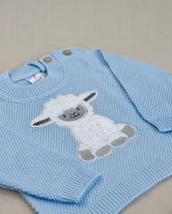 Set Primer Día Bordado Oveja Azul Textura