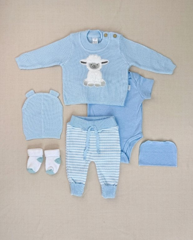 Set Primer Día Bordado Oveja Azul