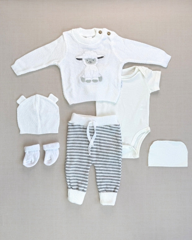 Set Primer Día Bordado Oveja Blanco