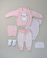 Set Primer Día Bordado Oveja Rosa