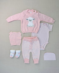 Set Primer Día Bordado Oveja Rosa