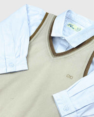 Traje De Ceremonia Chaleco Tejido Café Detalle