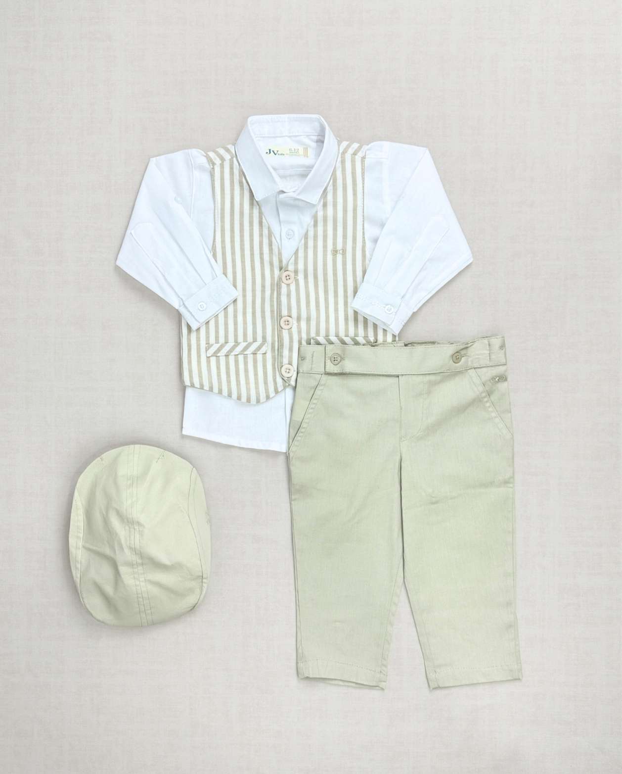 Traje De Ceremonia Chaleco Rayas Beige