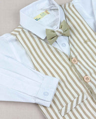 Traje De Ceremonia Chaleco Rayas Beige Bautizo