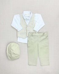 Traje De Ceremonia Chaleco Rayas Beige