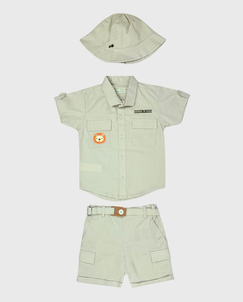 Conjunto Niño Safari Beige de Verano Camisa y Bermuda