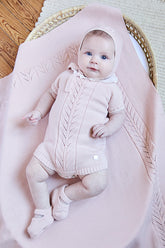 Romper Tricot Punto Cuello Volante Rosa