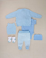 Set Primer Día Conejo Bordado Azul Bebe