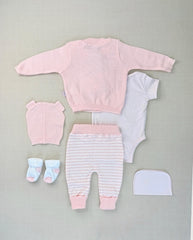 Set Primer Día Conejo Tejido Rosa Tejido