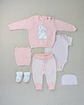 Set Primer Día Conejo Tejido Rosa