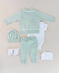 Set Primer Día Tejido Detalle Cuello Verde Completo