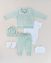 Set Primer Día Tejido Detalle Cuello Verde